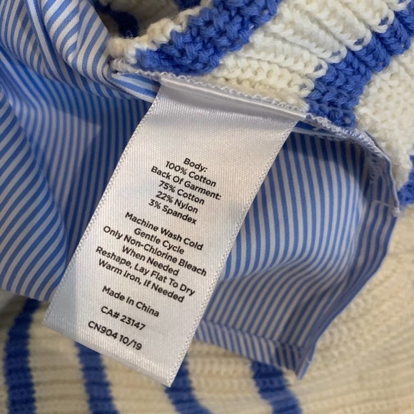 Talbots white and blue striped sweater NWT size Medium - Picture 9 of 10